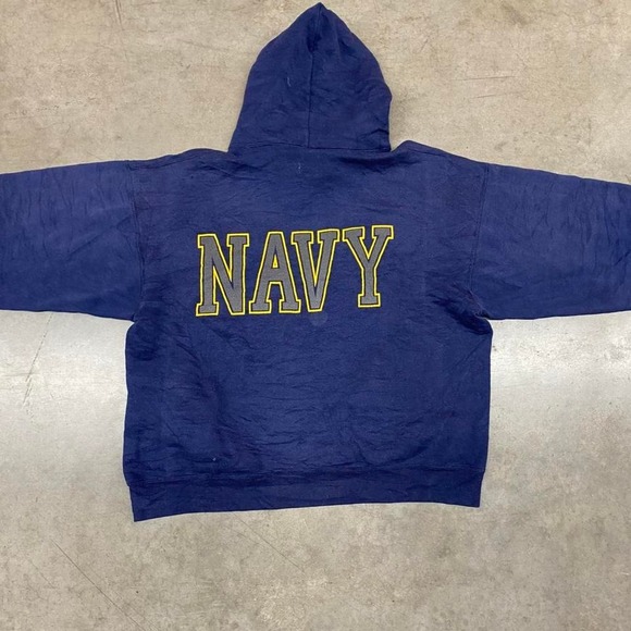 Vintage US Navy Hoodie Soffe Made in USA Military Pullover Men's Size L - Picture 6 of 7